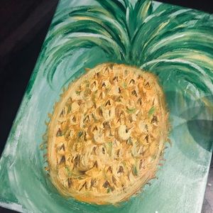 Beach pineapple oil painting